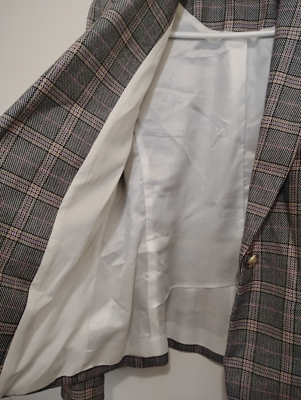 MOS MOSH Blake Ezra Plaid Blazer Size 34 Tailored Pink And Gray Jacket - Picture 8 of 10